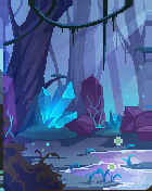 A glowing crystal forest